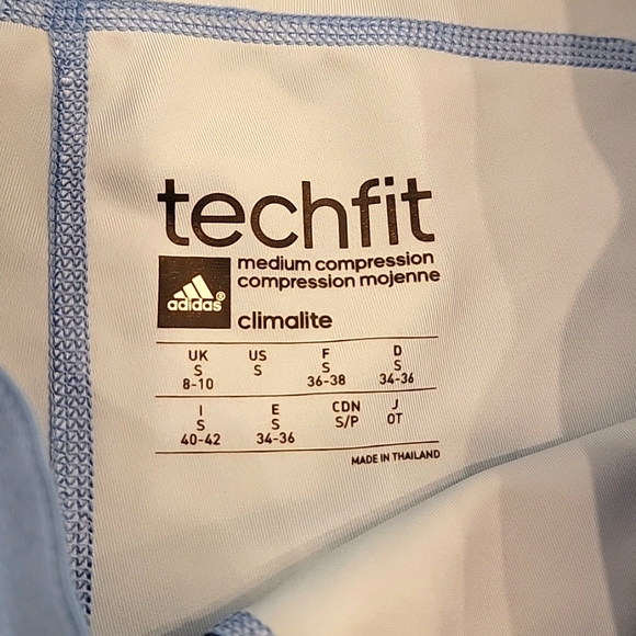 Adidas techfit Medium Compression Shorts in Blue & White. Size Small - Picture 3 of 3